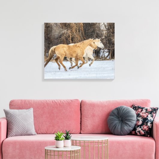 Toile Chevaux courant dans la neige (Insitu(Salon))