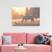 Toile Chevaux dans le brouillard matinal (Insitu(Salon))