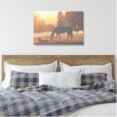Toile Chevaux dans le brouillard matinal (Insitu(Chambre))