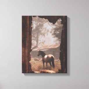 Toile Chevaux dans une clairière forestière - Art du ray