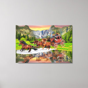 TOILE CHEVAUX DE RELAIS WELLS FARGO