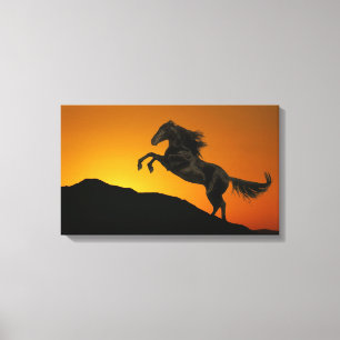 Toile Chevaux d'imaginaire : Coucher du soleil de