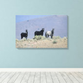 Toile Chevaux Mustang sauvages dans le désert 3 (Insitu (Plancher de Bois))