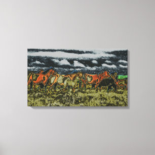 Toile chevaux rougeoyants