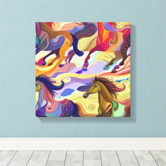 Toile Chevaux sauvages (Insitu (Plancher de Bois))