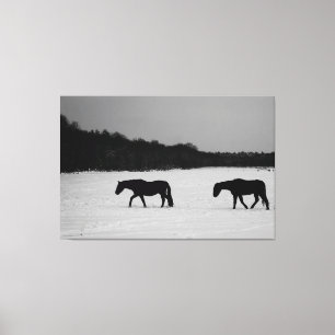 Toile Chevaux sur neige 60x40 (150x100cm) waccna