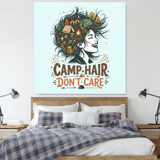 Toile Cheveux de camping, on s'en fiche (Insitu(Chambre))