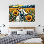 Toile Chèvre adorable dans un champ de tournesol (Insitu(Chambre))