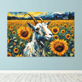 Toile Chèvre adorable dans un champ de tournesol (Insitu (Plancher de Bois))