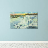 Toile Chèvre Vue des chutes américaines en hiver (Insitu (Plancher de Bois))