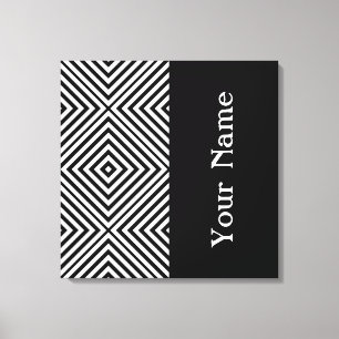 Toile Chevron Diamant Noir avec nom @ Emporiomoffa