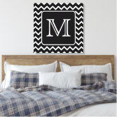 Toile Chevron noir et blanc avec Monogramme personnalisé (Insitu(Chambre))