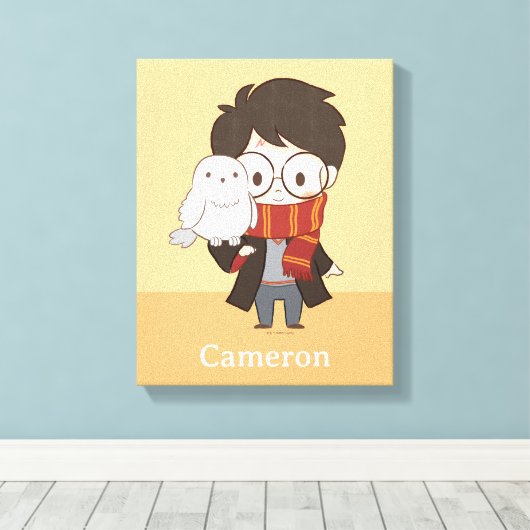 Toile Chibi HARRY POTTER™ & Hedwig (Insitu (Plancher de Bois))