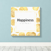 Toile Chic Gold Flowers Le bonheur est un choix (Insitu (Plancher de Bois))