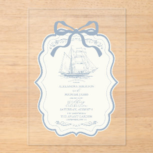 Toile Chic Nautische Boog Wedding Acryl Uitnodigingen