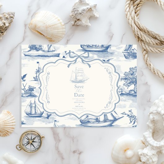 Toile Chic Nautische Boog Wedding Save The Date