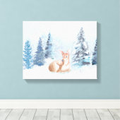 Toile Chic Winter Watercolor Deer (Insitu (Plancher de Bois))
