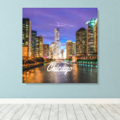 Toile Chicago Illinois City La Nuit (Insitu (Plancher de Bois))