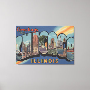 Toile Chicago, Illinois - Grandes Lettres Scènes 2