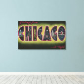 Toile Chicago, Illinois (Nighttime) (Insitu (Plancher de Bois))