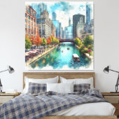 Toile Chicago Illinois River Wall Art (Insitu(Chambre))