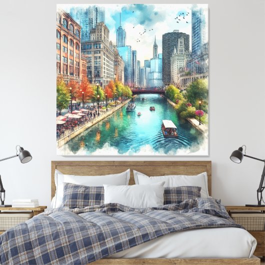 Toile Chicago Illinois River Wall Art (Insitu(Chambre))