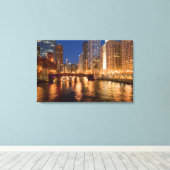 Toile Chicago, Illinois, Skyline et rivière Chicago à 2 (Insitu (Plancher de Bois))