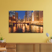 Toile Chicago, Illinois, Skyline et rivière Chicago à 2 (Insitu(Salon))