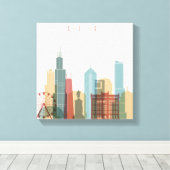Toile Chicago, Illinois | Ville Skyline (Insitu (Plancher de Bois))