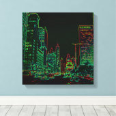 Toile Chicago Michigan Avenue 1967 Neon Glow nuit image (Insitu (Plancher de Bois))