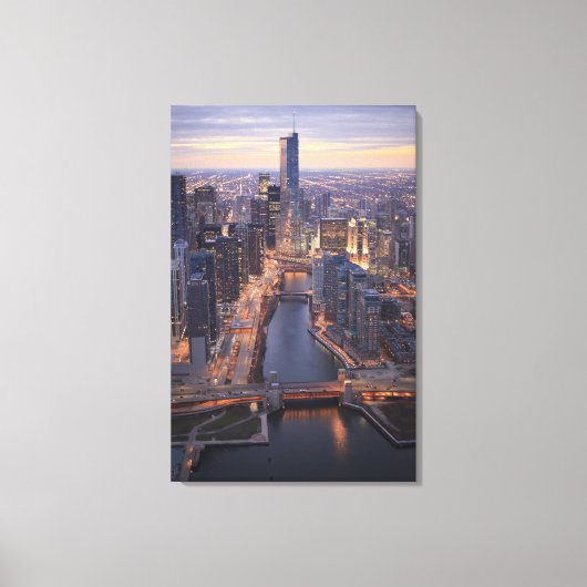 Toile Chicago River et Trump Tower d'en haut (Recto)