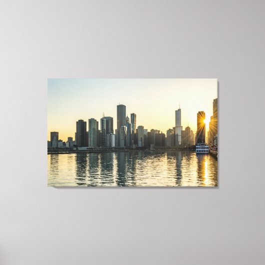 Toile - Chicago Skyline en Illinois au coucher du (Recto)