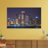 Toile - Chicago Skyline Illinois avec ciel nocturn (Insitu(Salon))