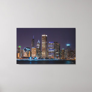 Toile - Chicago Skyline Illinois avec ciel nocturn