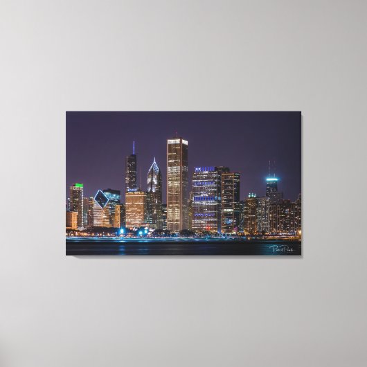 Toile - Chicago Skyline Illinois avec ciel nocturn (Recto)