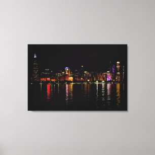 Toile Chicago Skyline la nuit