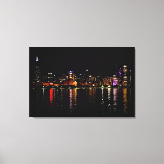 Toile Chicago Skyline la nuit (Recto)