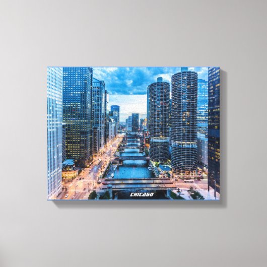 Toile Chicago Skyline Skyscrapers River (Recto)