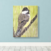Toile Chickadee Bird - peinture acrylique. (Insitu (Plancher de Bois))