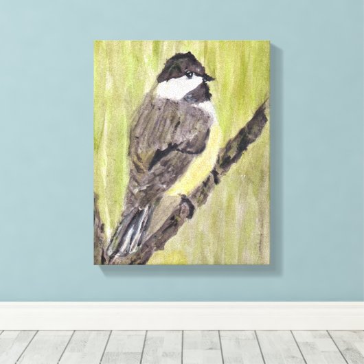 Toile Chickadee Bird - peinture acrylique. (Insitu (Plancher de Bois))
