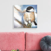 Toile Chickadee Black Capped Oiseau Winter Art (Insitu(Salon))