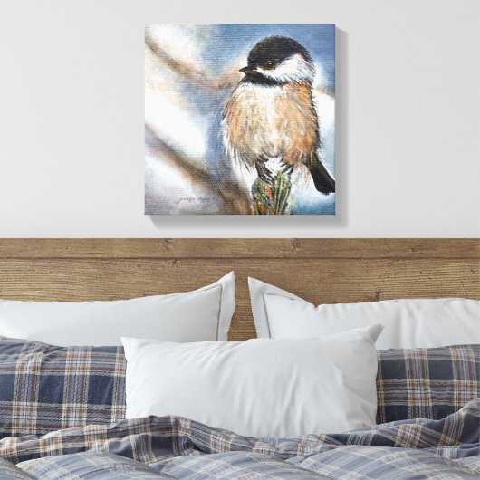 Toile Chickadee Black Capped Oiseau Winter Art (Insitu(Chambre))