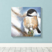 Toile Chickadee Black Capped Oiseau Winter Art (Insitu (Plancher de Bois))