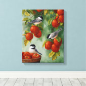 Toile Chickadees de la récolte d'Apple 30"x20" (Insitu (Plancher de Bois))
