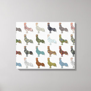 Toile Chicken Rooster Coloré ferme Motif