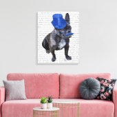 Toile Chien à tête bleue avec chapeau bleu et moustache (Insitu(Salon))