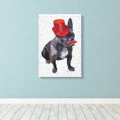 Toile Chien à tête rouge avec chapeau rouge et moustache (Insitu (Plancher de Bois))