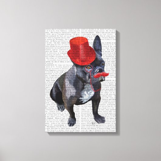 Toile Chien à tête rouge avec chapeau rouge et moustache (Recto)
