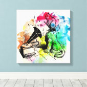 Toile Chien aboyant à la musique (Insitu (Plancher de Bois))