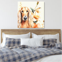 Chien Afghan Hound et Lys Péches